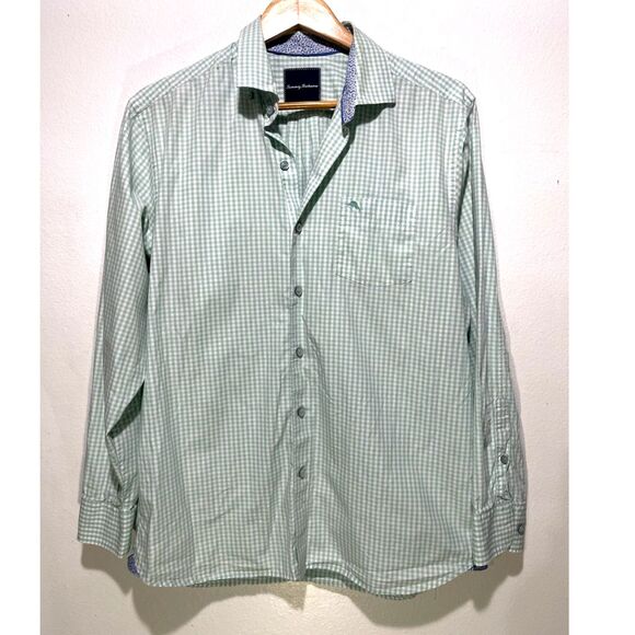 Tommy Bahama button up shirt gimhan pale green pony long sleeves casual men M - Picture 1 of 5